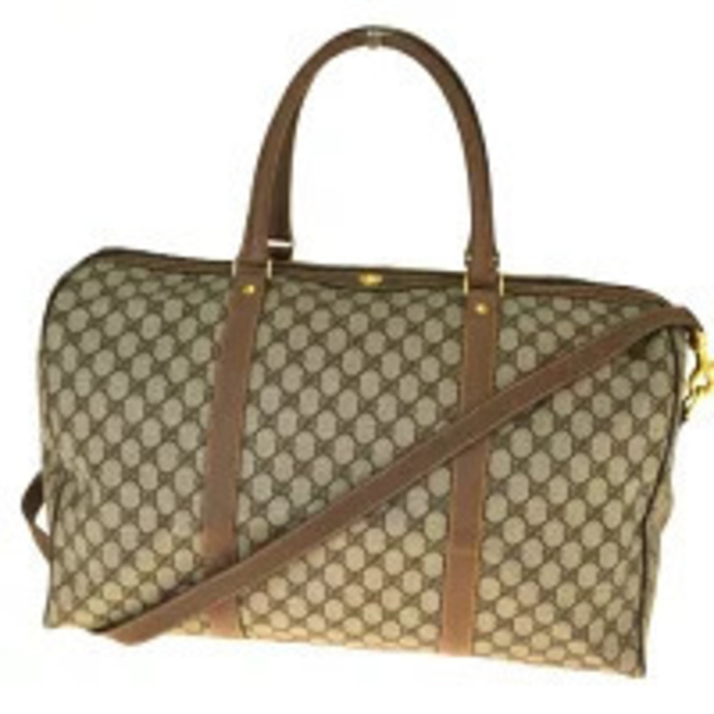 Gucci Boston Bag Handbag Shoulder GG Interlocking Brown Leather